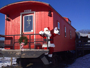 Christmas shopping on the farm at the Christmas Caboose, in the Christmas Tree Station, Beckwith Christmas Trees, Hannibal, NY